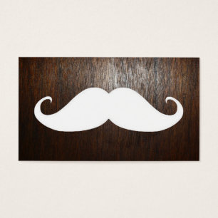 Bigote blanco divertido en fondo de madera de