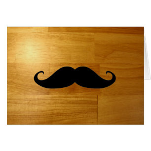 Bigote divertido en fondo de madera brillante de