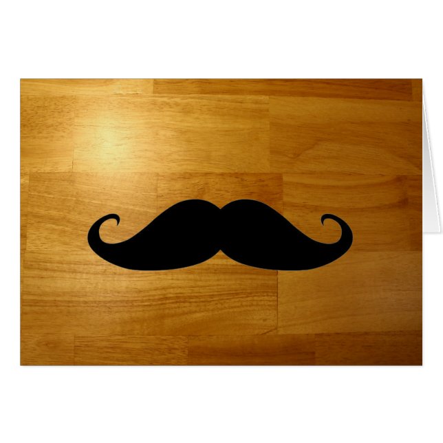 Bigote divertido en fondo de madera brillante de (Anverso (Horizontal))