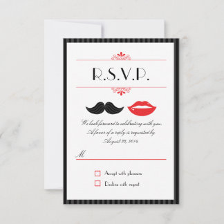 Bigote y Labios Rojos, Negros y Blancos RSVP de Bo