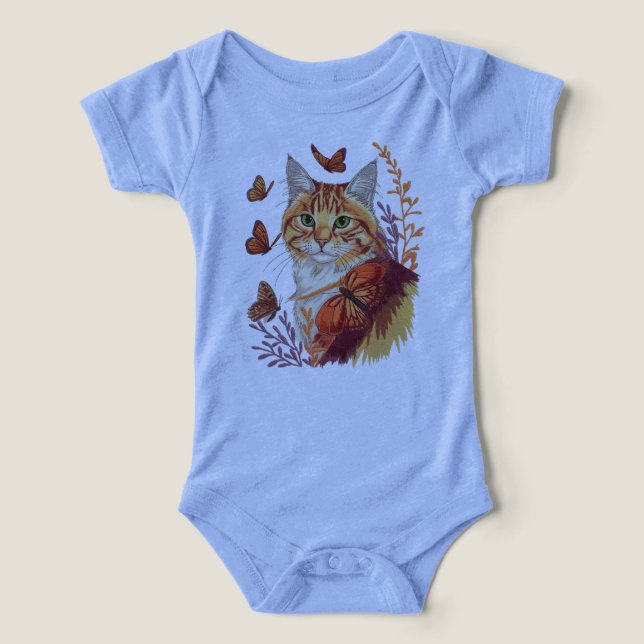 Bigotes y Alas – Gato con Mariposas Monarca (Diseño delantero )