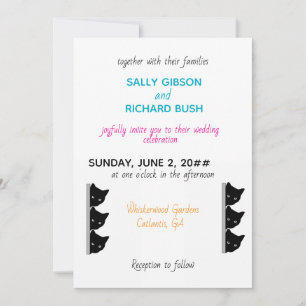 Bigotes y votos   Invitación de boda de gato negro
