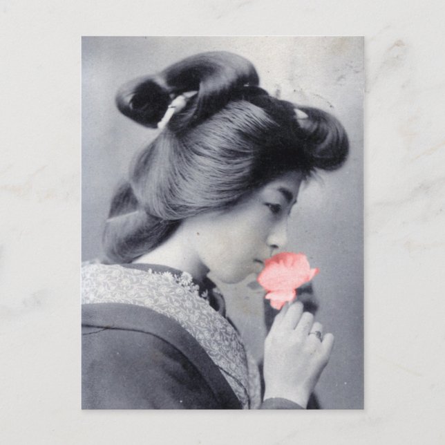 Bijin con reproducción de postales de flores (Anverso)