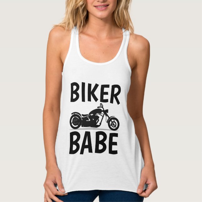 BIKER BABE, Camisetas de motocicleta para damas (Anverso)