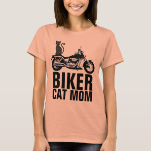 BIKER CAT MOM, camisetas para damas, motocicleta
