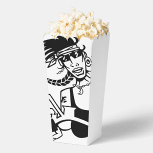 Biker Chick cajas de palomitas blancas negras