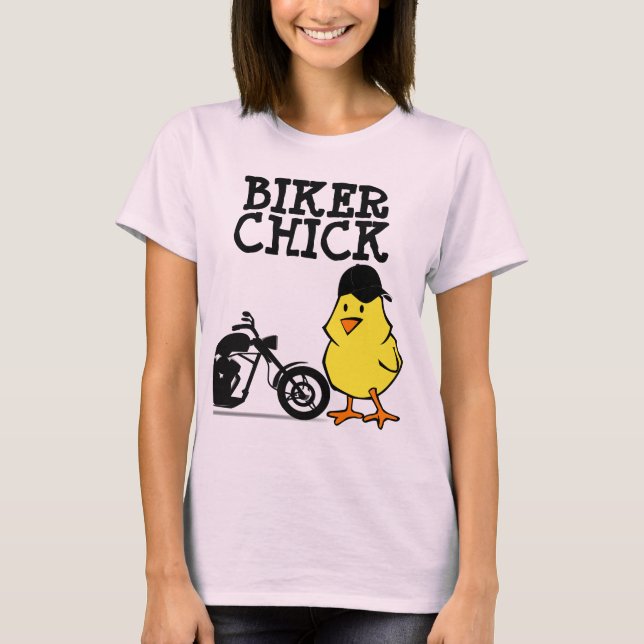 BIKER CHICK, camisetas para motocicletas para dama (Anverso)