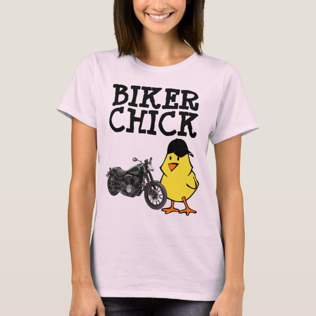BIKER CHICK, camisetas para motocicletas para dama (Anverso)