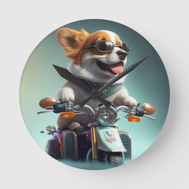 Biker de perros Guay, reloj de pared de perros aut (Anverso)