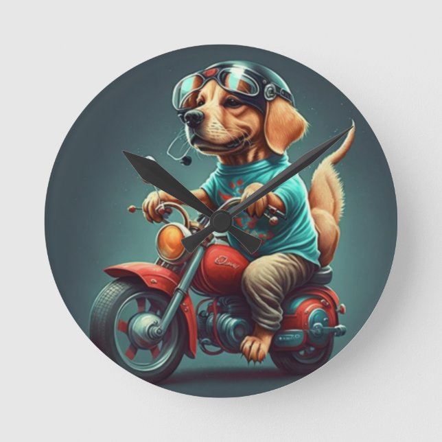Biker de perros Guay, reloj de pared de perros aut (Anverso)