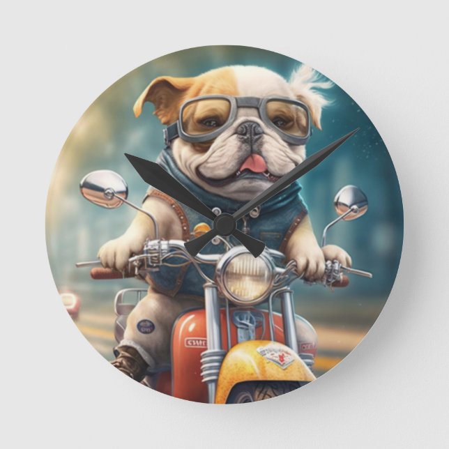 Biker de perros Guay, reloj de pared de perros aut (Anverso)