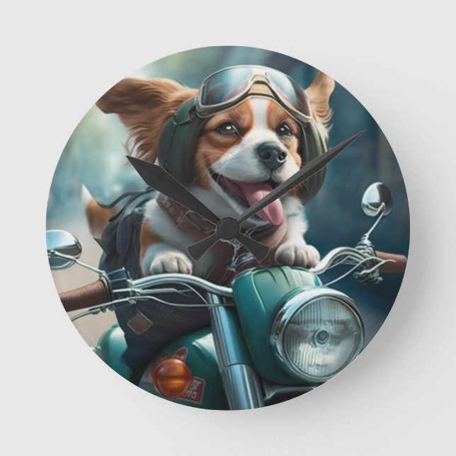 Biker de perros Guay, reloj de pared de perros aut (Anverso)