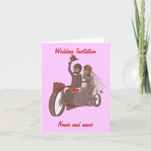 Biker de rosas rojas o tarjetas de boda para motoc