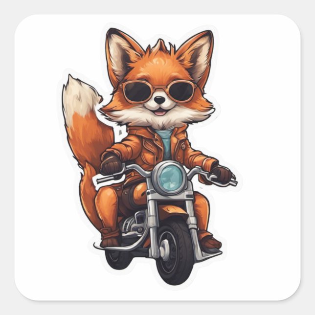 Biker Fox Pegatina (Anverso)
