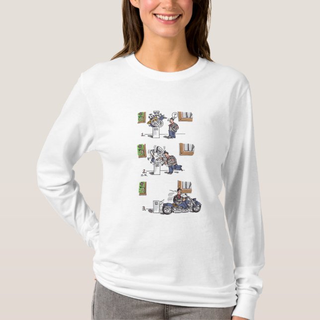 Biker In Museum mujeres camisa blanca de manga lar (Anverso)