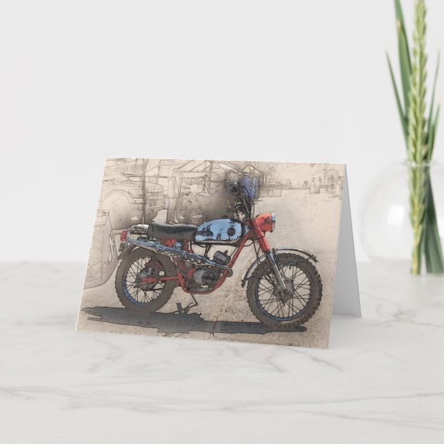 Biker Tarjeta de cumpleaños Motocicleta vintage (Anverso)