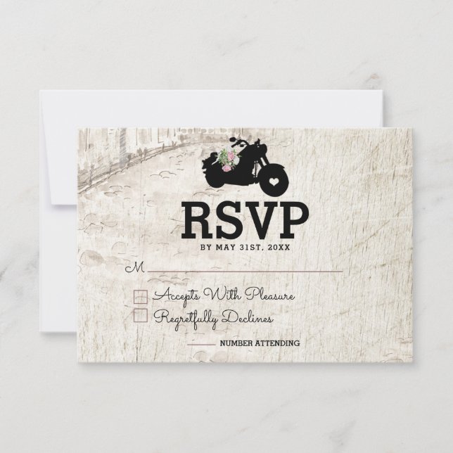 Biker Wedding RSVP Insertar Tarjeta Abrir carreter (Anverso)