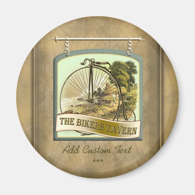 Bikers Tavern Pub Rótulo Imán personalizado (Frente)