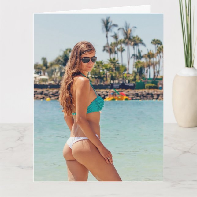 BIKINI GRANDES TARJETAS DE CUMPLEAÑOS DE CHICA GRA (Anverso)