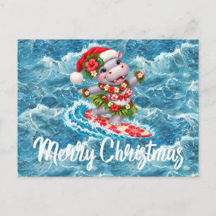 Bikini hawaiano de hipopótamo Navidad en tabla de 