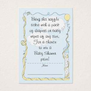 Billete Baby Shower Raffle/Castillo amarillo/azul
