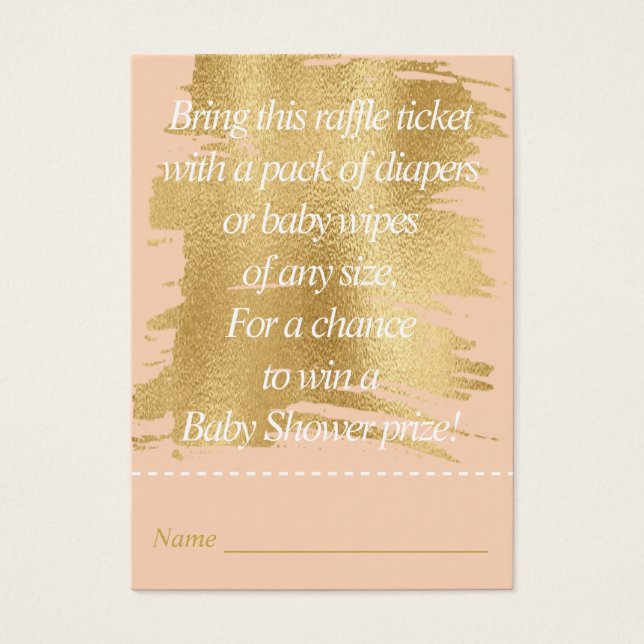 Billete Baby Shower Raffle/Classic Pink/Gold (Frente)