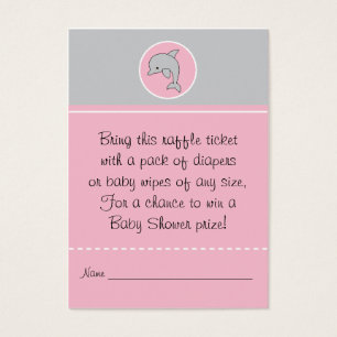 Billete Baby Shower Raffle/delfín rosa gris