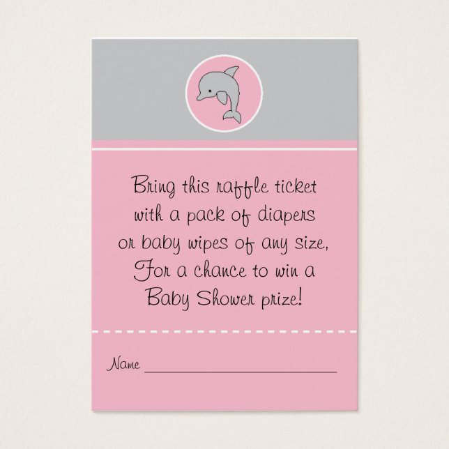 Billete Baby Shower Raffle/delfín rosa gris (Frente)