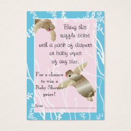 Billete Baby Shower Raffle/Tortuga rosa/azul