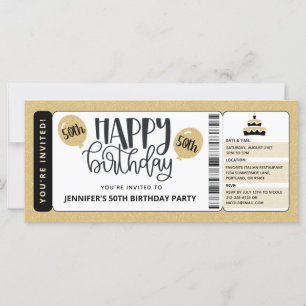 Billete de 50 cumpleaños con la invitación del Pur