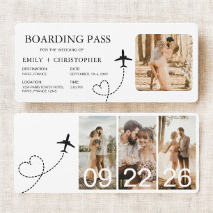 Billete de avión de embarque de boda de destino