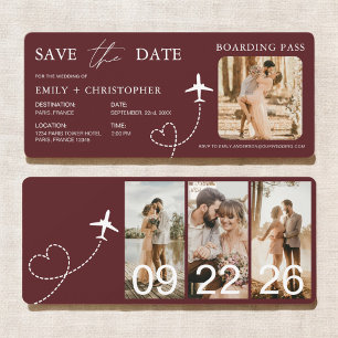 Billete de avión de embarque de boda de destino