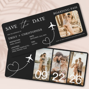 Billete de avión de embarque de boda de destino