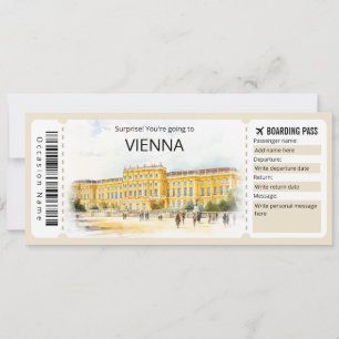 Billete de avión editable de Viena, tarjeta de emb