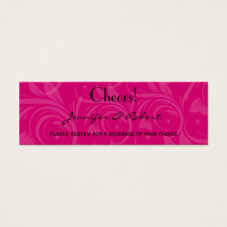 Billete de bebida de Boda gráfico rosa rosa