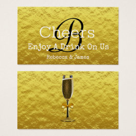 Billete de bebida gratis para Boda de monograma si