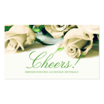 Billete de bebida romántico Boda de rosas blancas