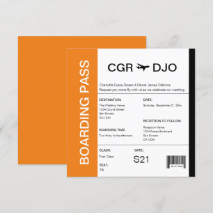 Billete de Boda de tarjetas de embarque