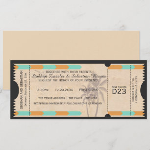 Billete de Boda de tarjetas de embarque de Palm Tr