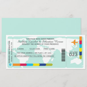 Billete de Boda de tarjetas de embarque para viaje