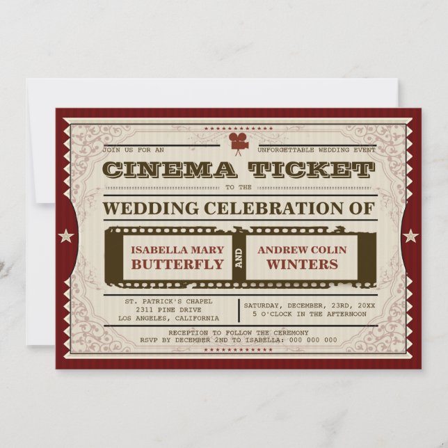 Billete de cine - Invitación a la boda (Anverso)
