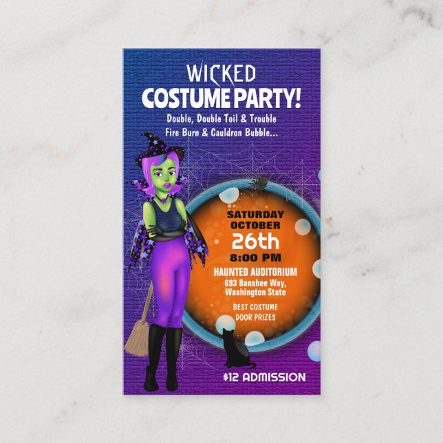 Billete de entrada de halloween Witch Cauldron (Anverso)