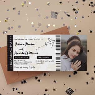 Billete de invitación a la boda en monograma con t