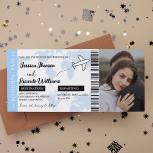 Billete de invitación a la boda en monograma con t