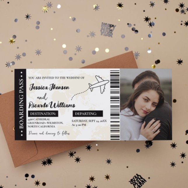 Billete de invitación a la boda en monograma con t (Subido por el creador)