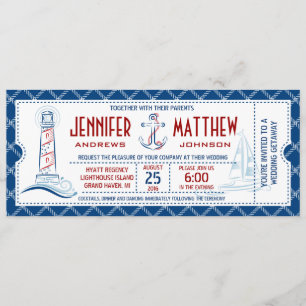 Billete de invitación a la boda náutica