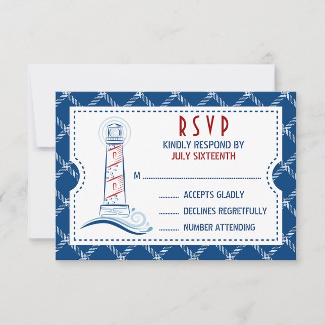 Billete de invitación a la boda náutica RSVP (Anverso)