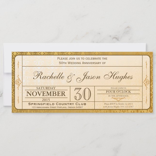 Billete de invitación al 50° aniversario del Boda  (Anverso)