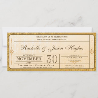 Billete de invitación al 50° aniversario del Boda
