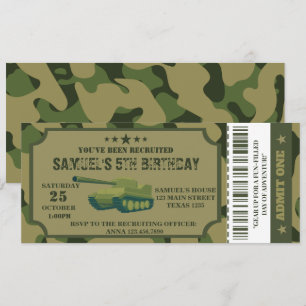 Billete de invitación de la fiesta de cumpleaños d